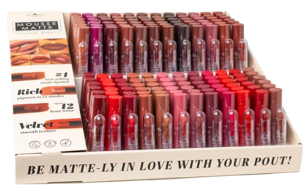 DISPLAY MOUSSE MATTE LIPSTICK 144 PC - ITALIA DELUXE